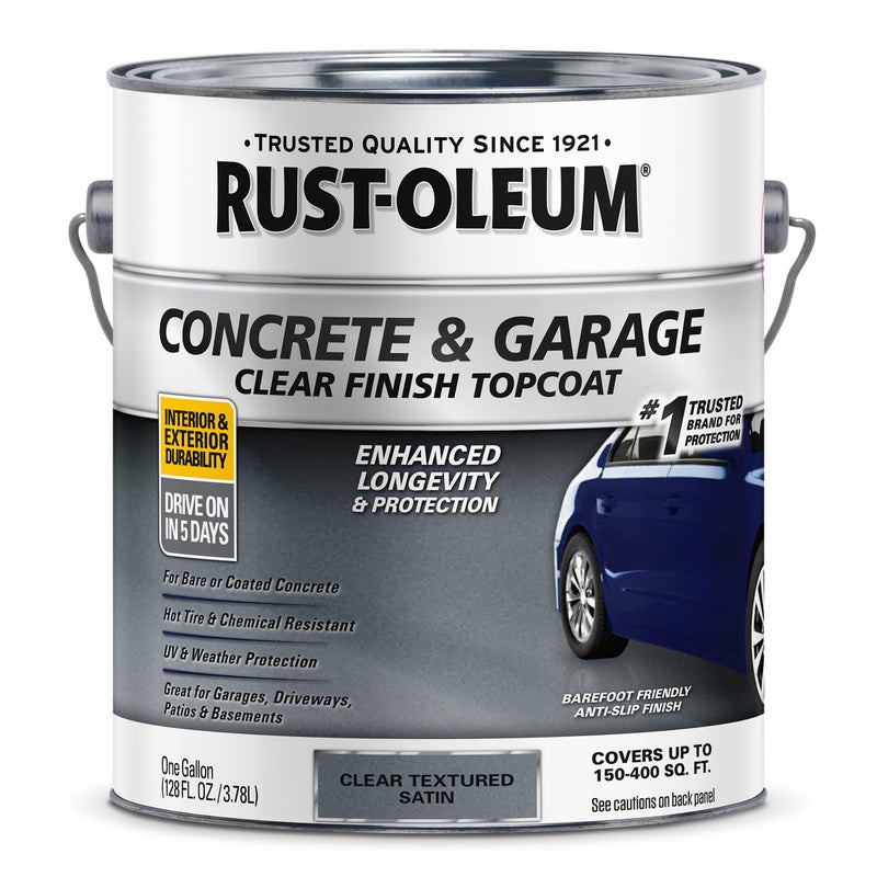 رست أوليوم طلاء علوي شفاف من Rust-Oleum 380896 للخرسانة والجراج، جالون، شفاف من الساتان - Image 1